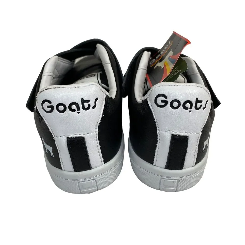 GOATS Kids Black Leather Low Crossover Hook-and-loop Sneakers Size 1 Unisex